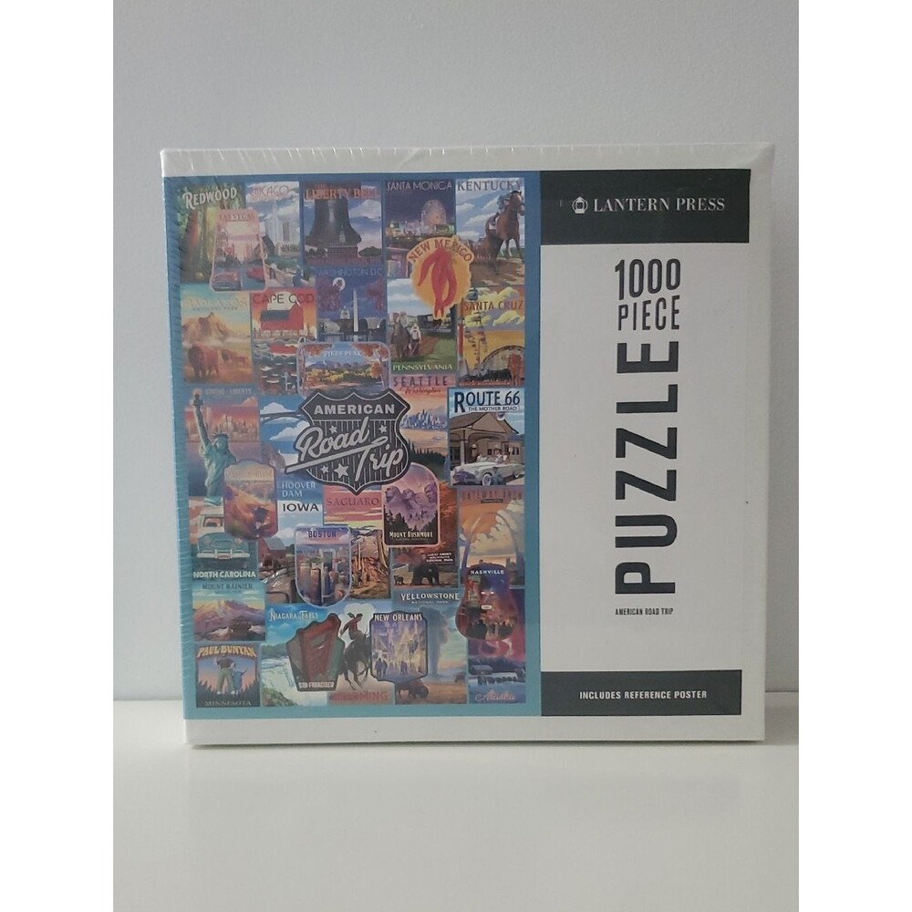Lantern Press 1000-Piece 'American Road Trip' Puzzle - Colorful Collage NIB
